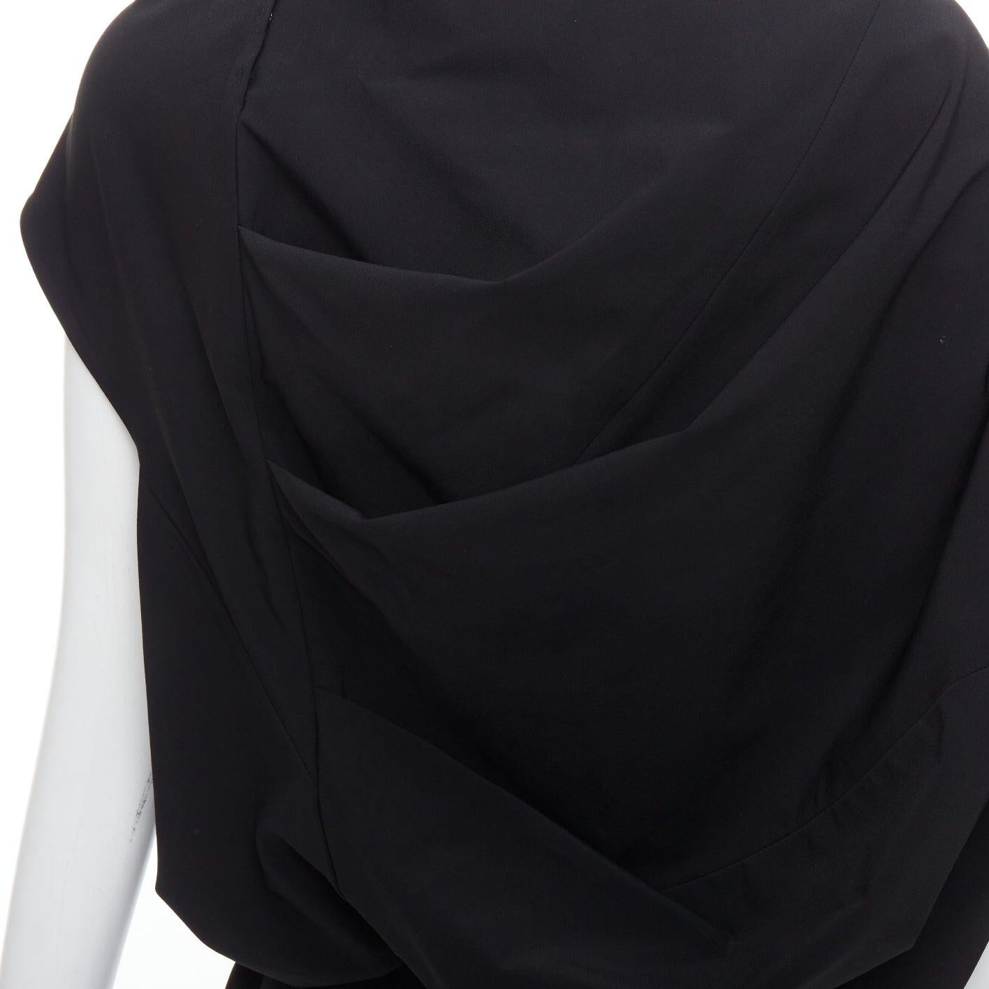 DONNA KARAN black drape cowl wrap front ruched dress US2 S For Sale 2