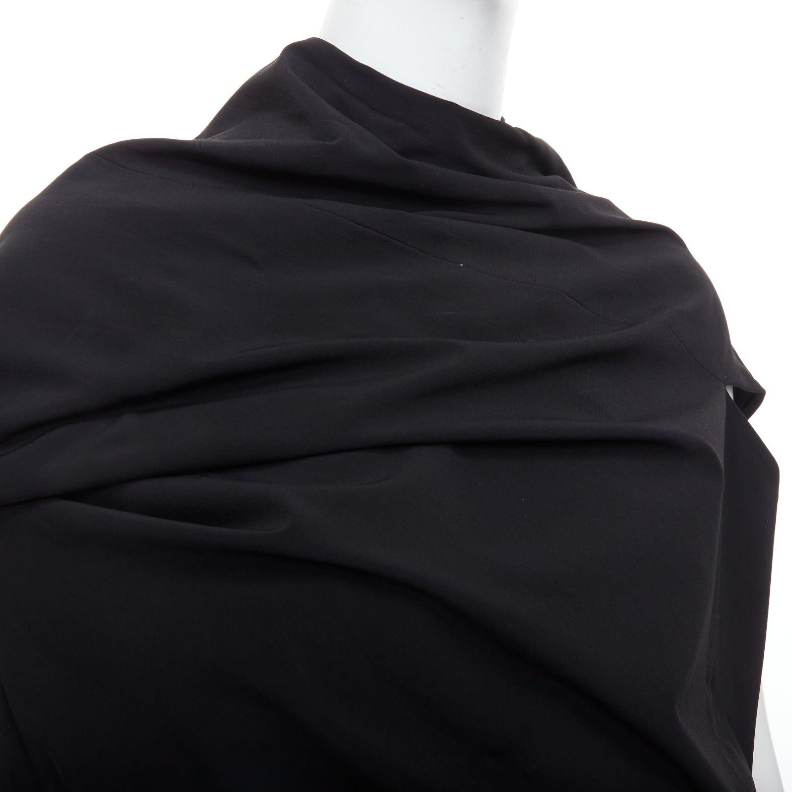 DONNA KARAN black drape cowl wrap front ruched dress US2 S For Sale 3