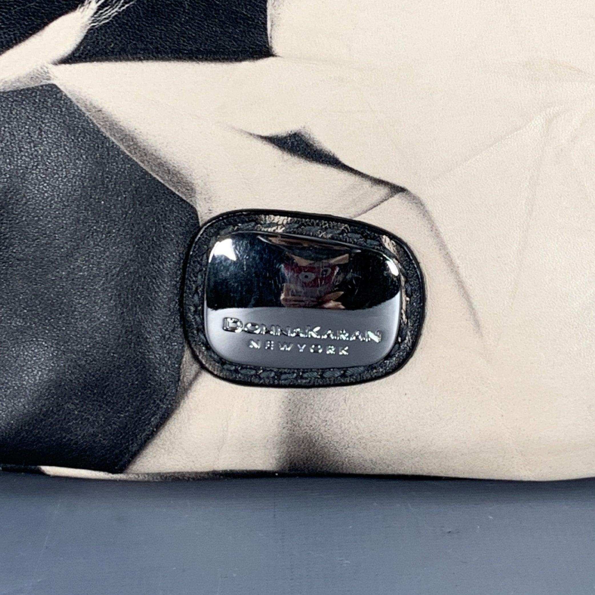 DONNA KARAN Schwarz-grau marmoriertes Leder Handgelenkstasche Clutch Handtasche Damen im Angebot
