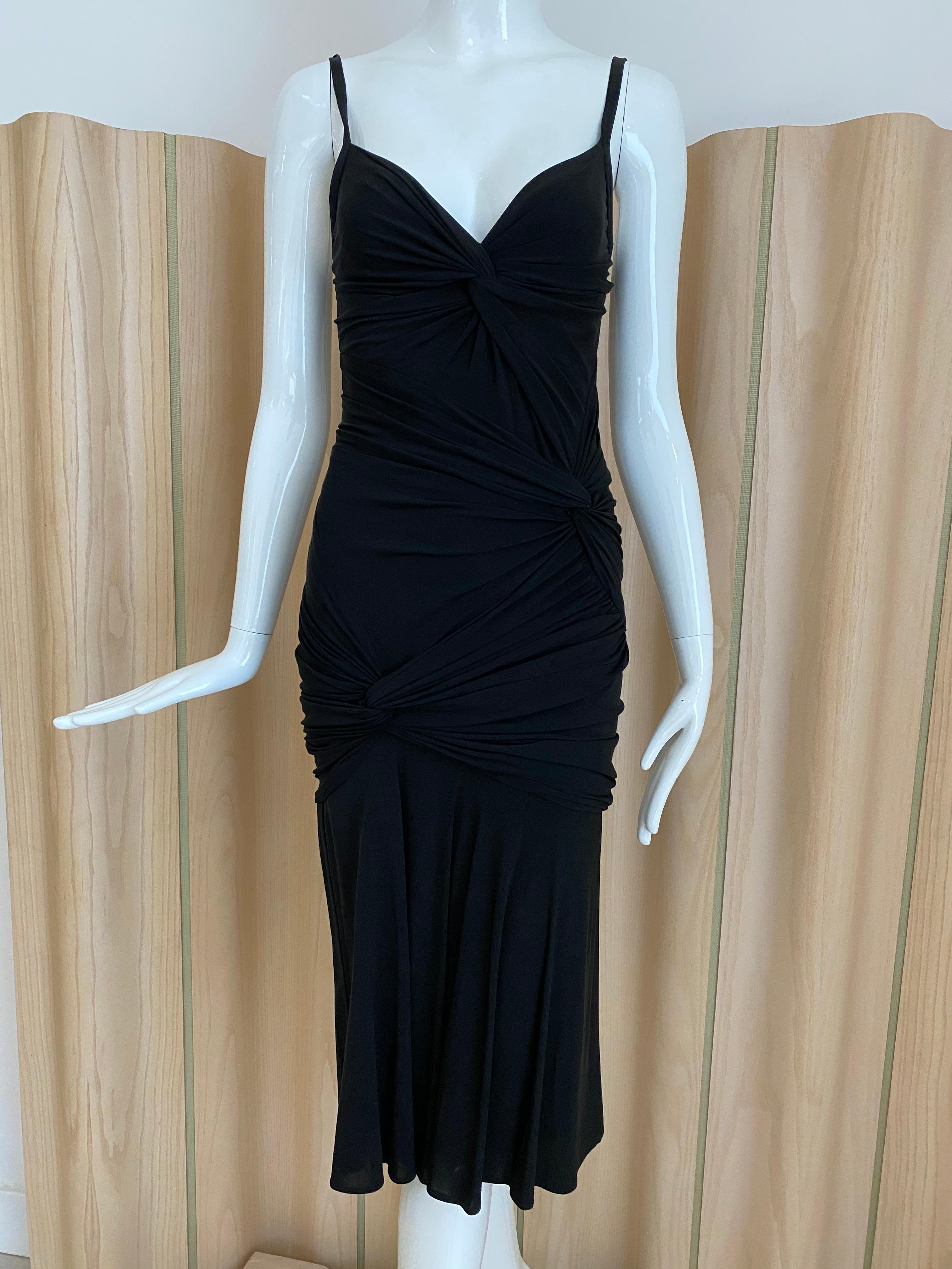 Donna Karan Black Jersey Cocktail Dress In Excellent Condition For Sale In Beverly Hills, CA