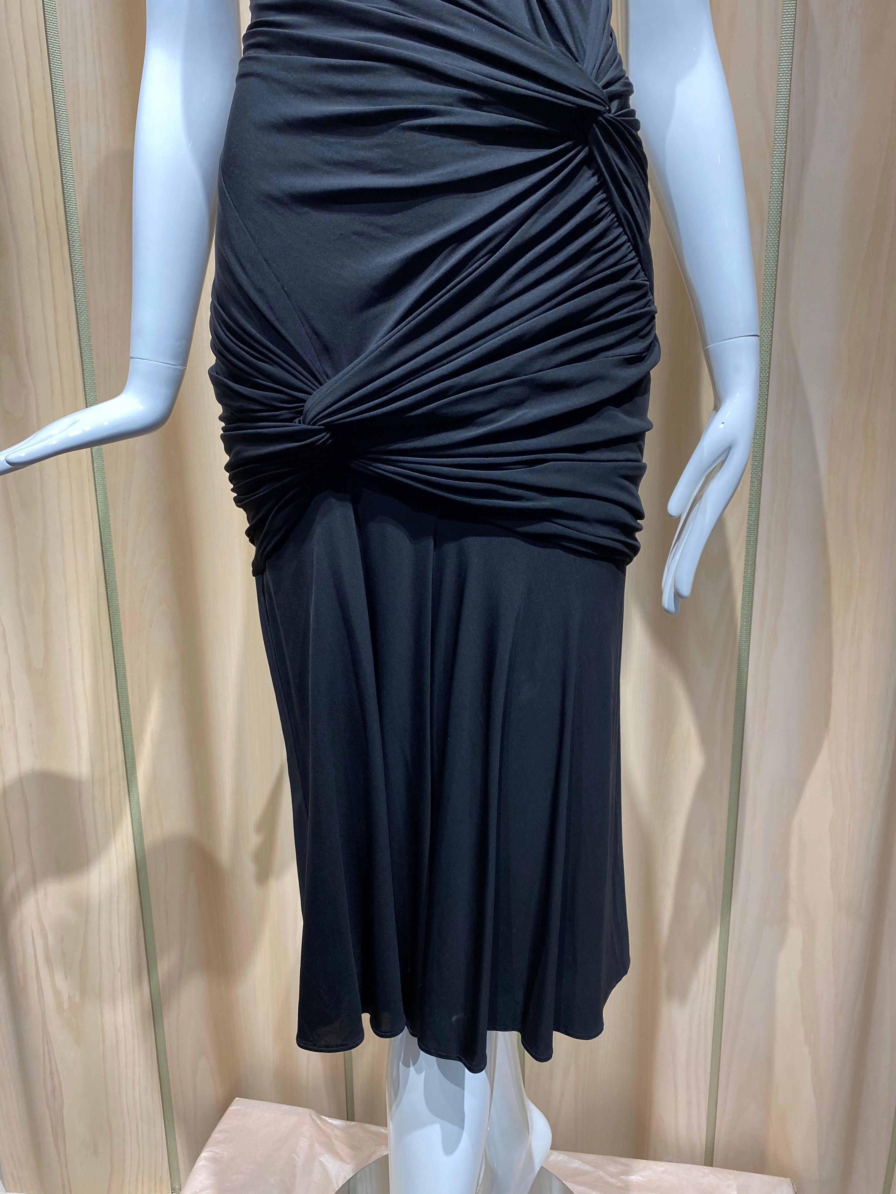 Women's Donna Karan Black Jersey Cocktail Dress For Sale