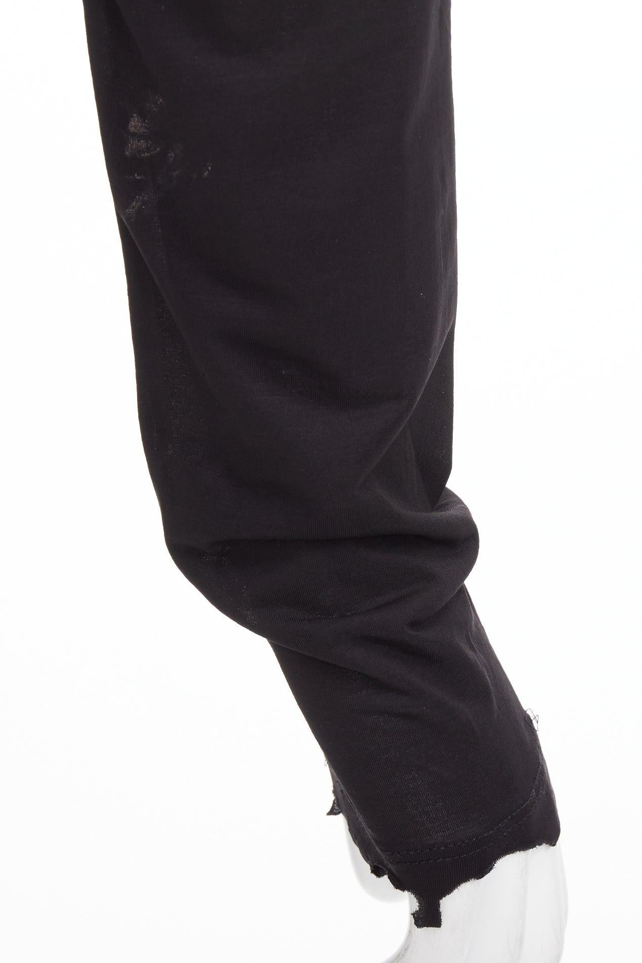 DONNA KARAN noir jersey transparent maille raglan drapé robe plongeante haute et basse L. en vente 3