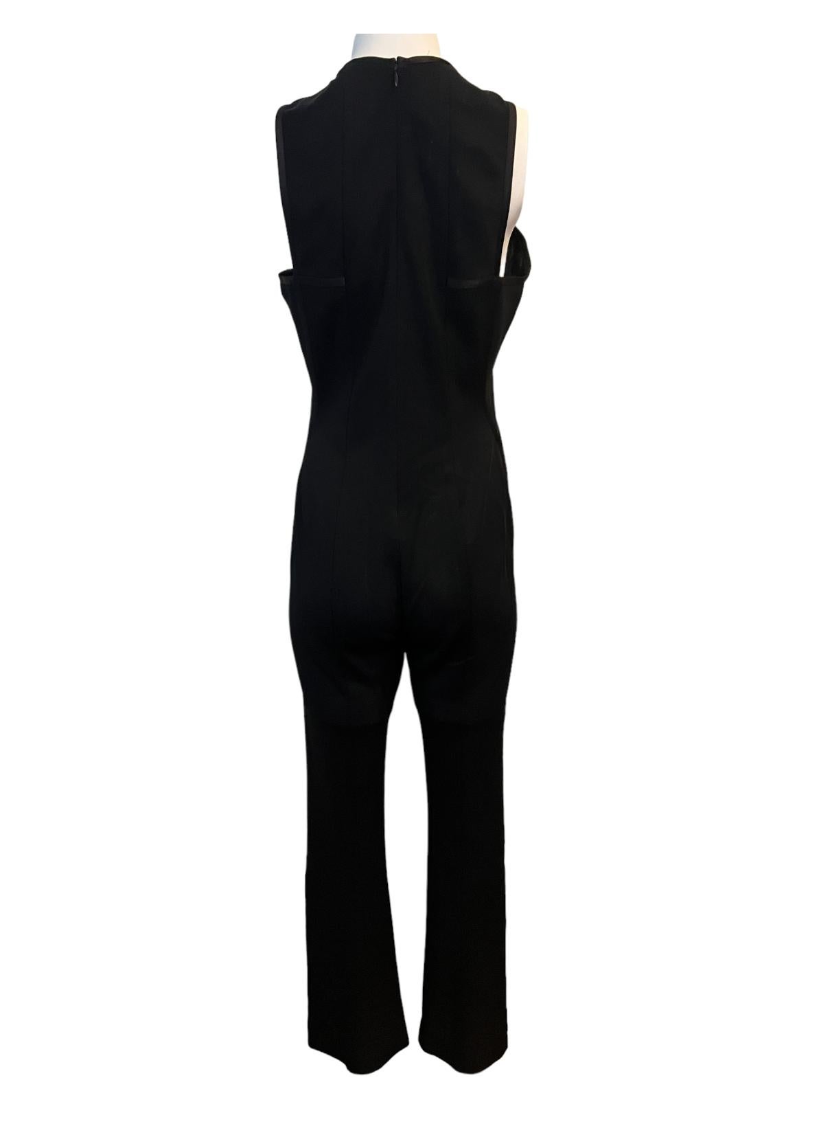 Donna Karan Black Jumpsuit, Size Large In Excellent Condition In Beverly Hills, CA