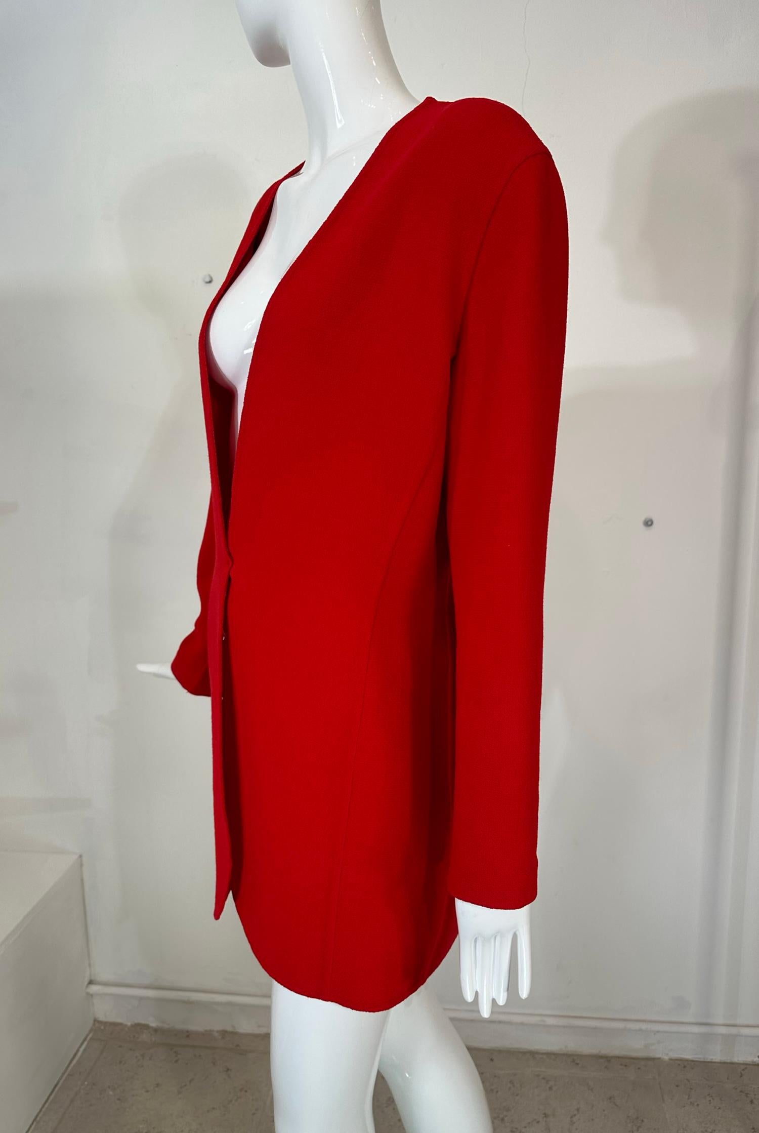 Donna Karan Black Label Fire Engine Red Double Face Wool Jacket For Sale 6