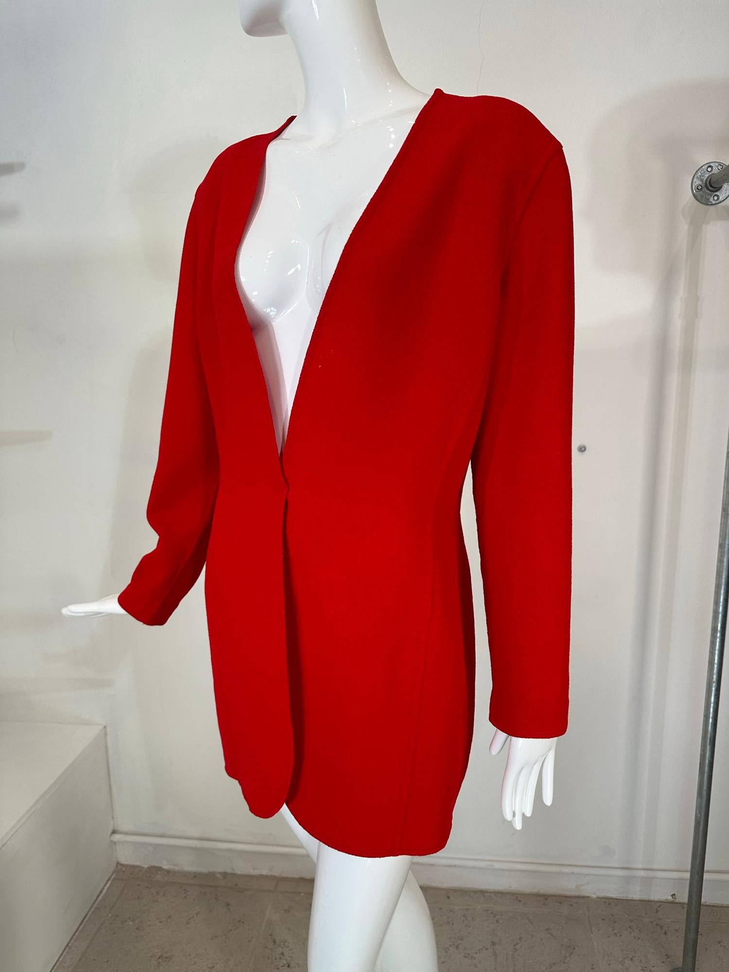 Donna Karan Black Label Fire Engine rouge veste en laine à double face en vente 6