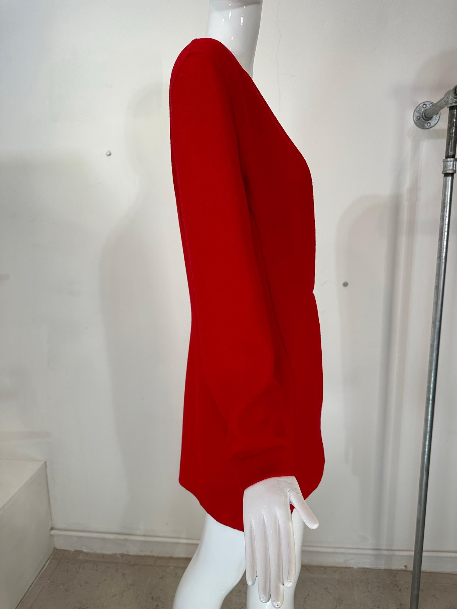 Rouge Donna Karan Black Label Fire Engine rouge veste en laine à double face en vente