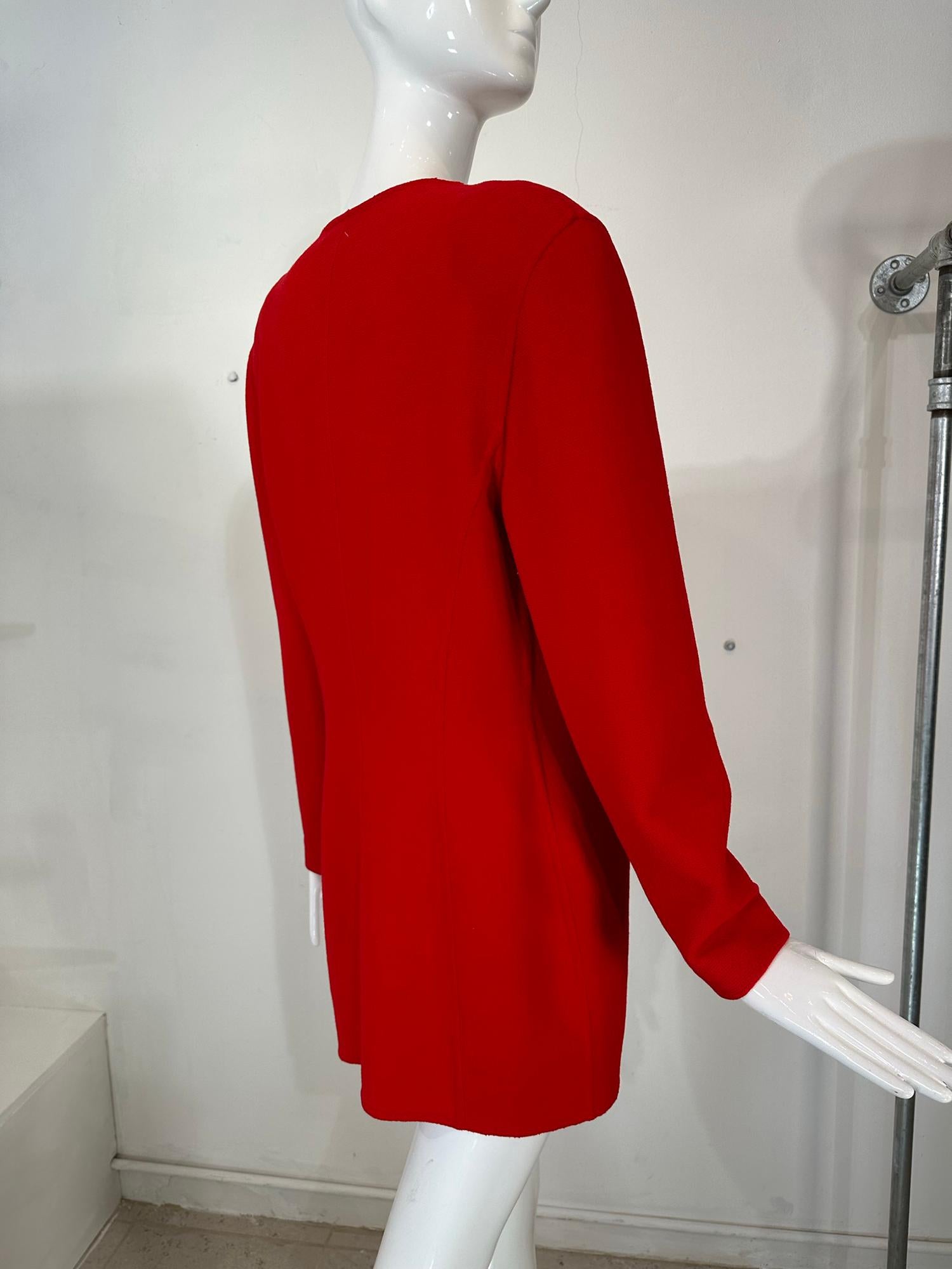 Donna Karan Black Label Fire Engine rouge veste en laine à double face Bon état - En vente à West Palm Beach, FL