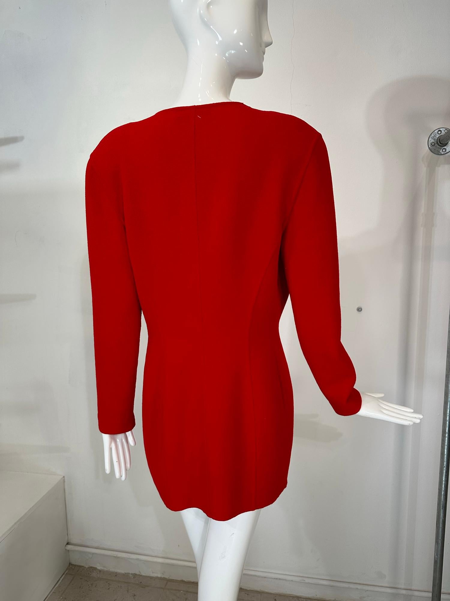 Donna Karan Black Label Fire Engine rouge veste en laine à double face en vente 1