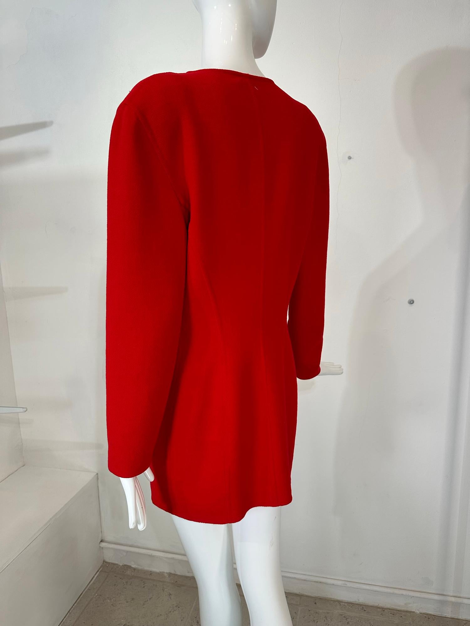 Donna Karan Black Label Fire Engine Red Double Face Wool Jacket For Sale 3