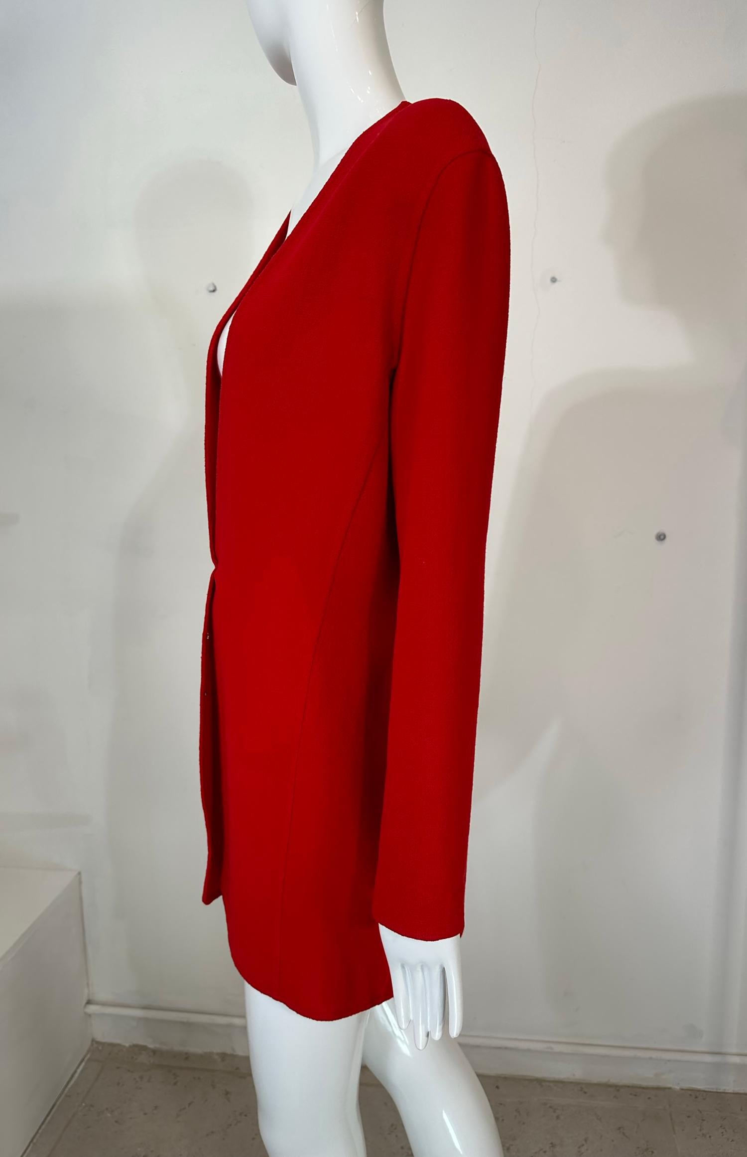 Donna Karan Black Label Fire Engine Red Double Face Wool Jacket For Sale 5
