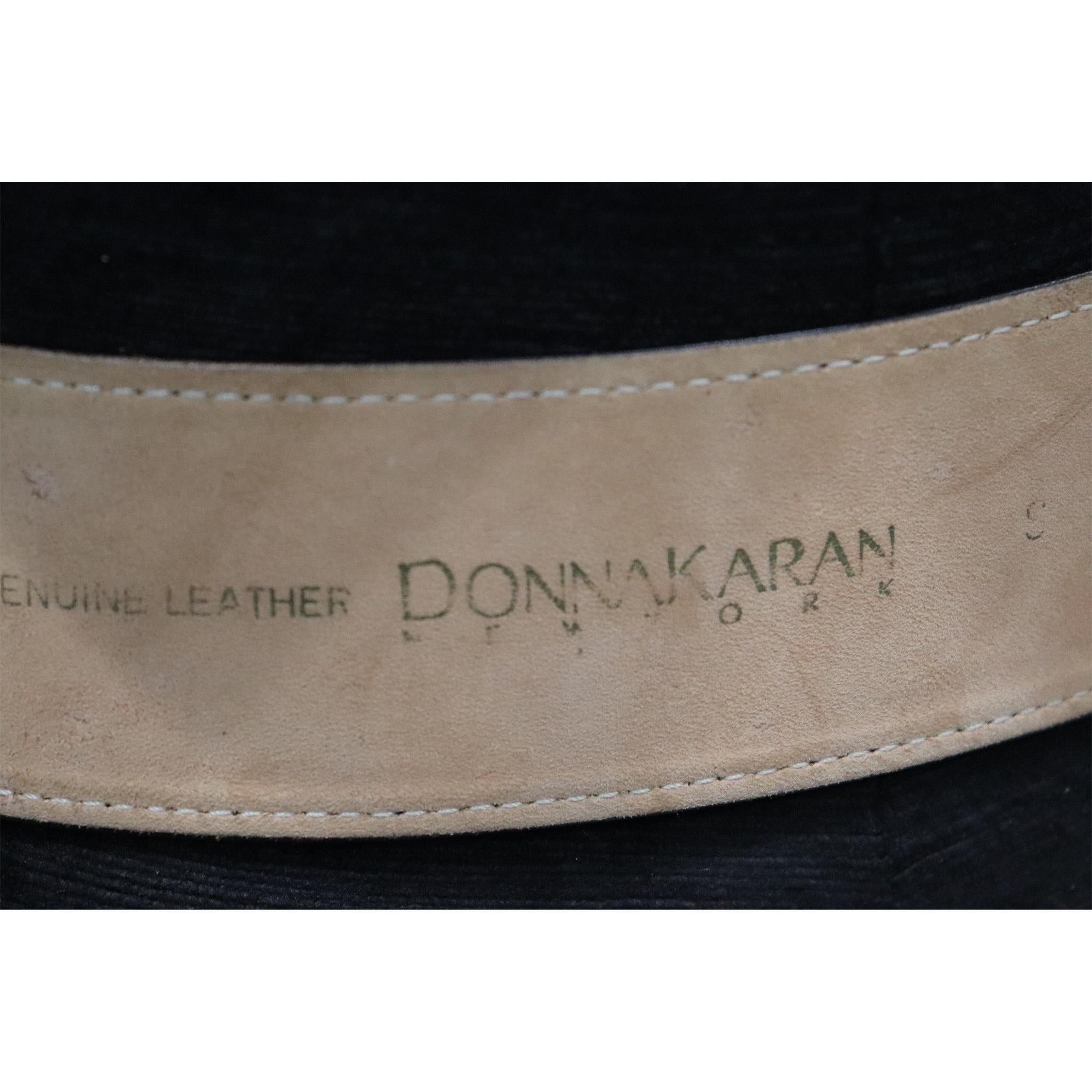 Donna Karan Black Leather Belt W/ Gold tone Buckle 2