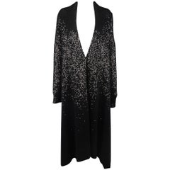 Donna Karan Black Sequined Cashmere / Silk Drape Cardigan