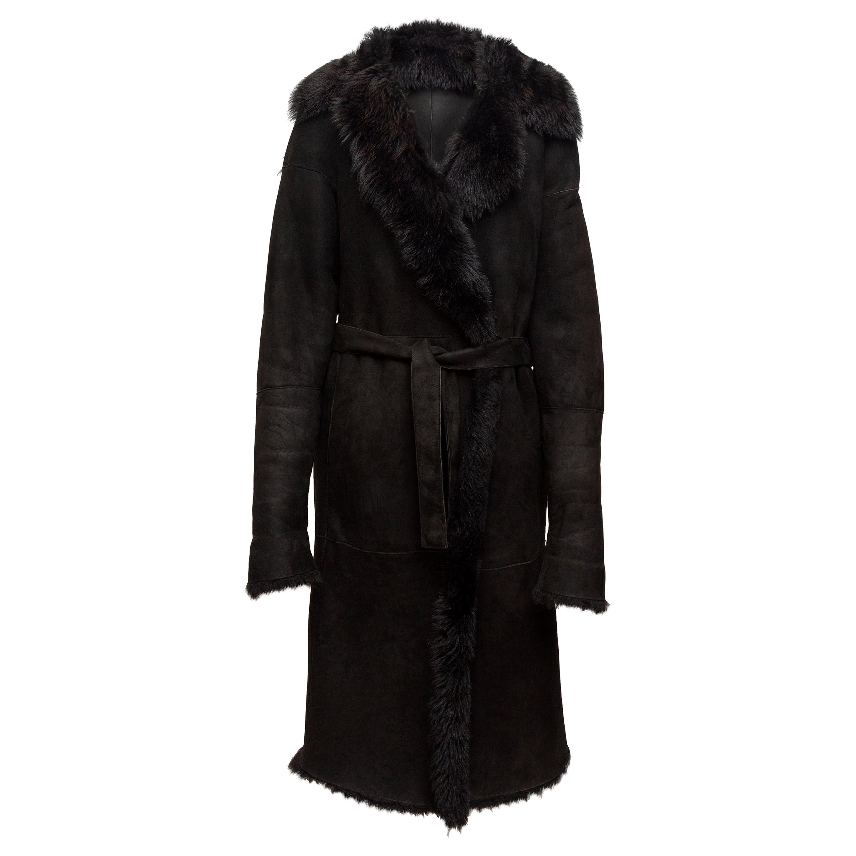 Donna Karan Black Shearling Coat