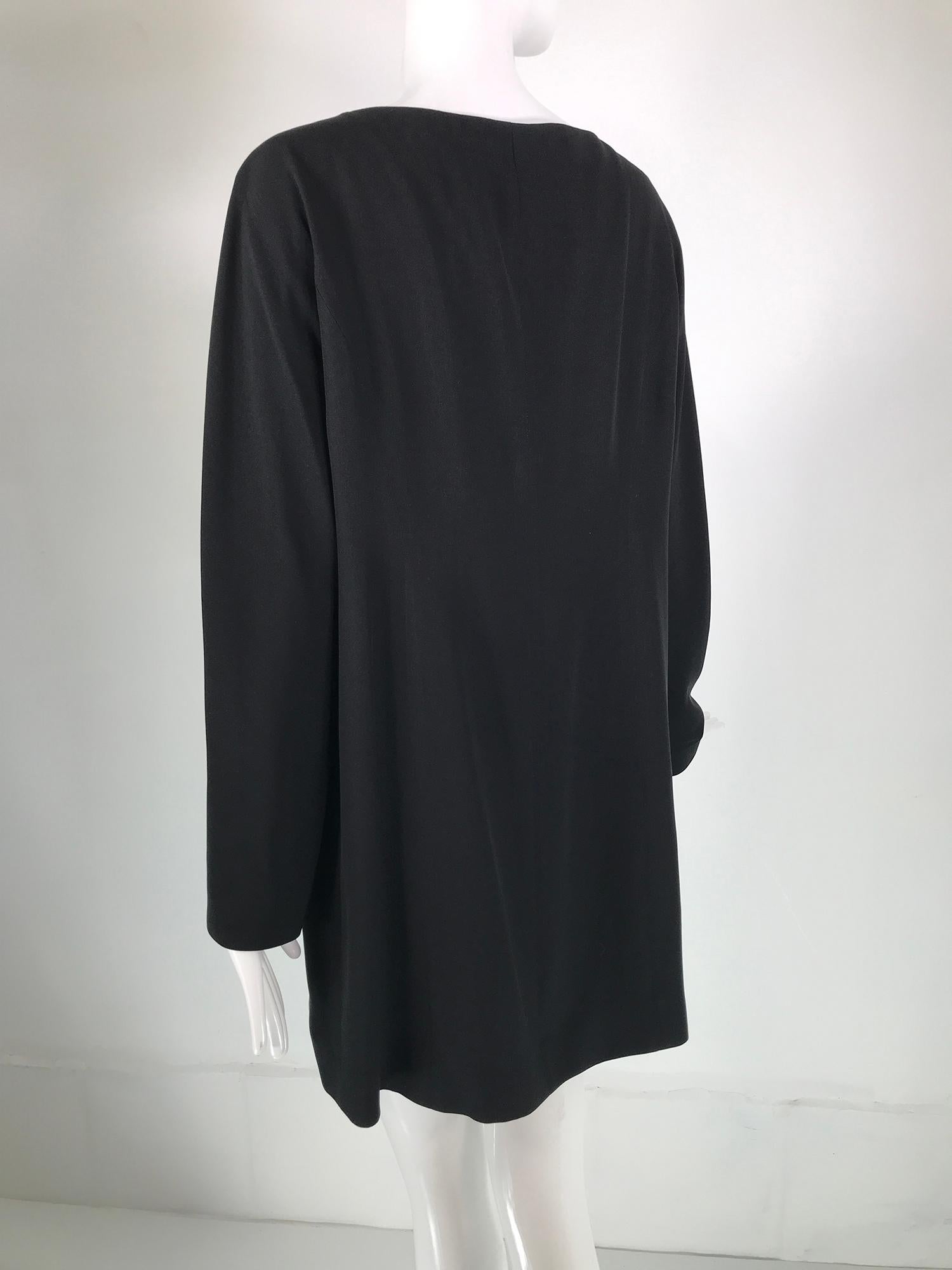  Donna Karan Black Silk Crepe Open Front Jacket With Pockets 1980s For Sale 2