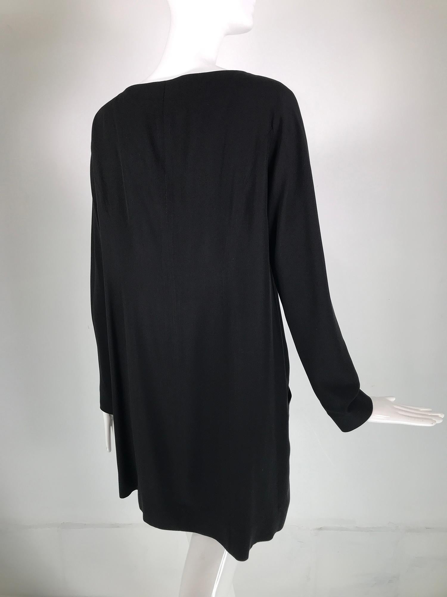  Donna Karan Black Silk Crepe Open Front Jacket With Pockets 1980s For Sale 3