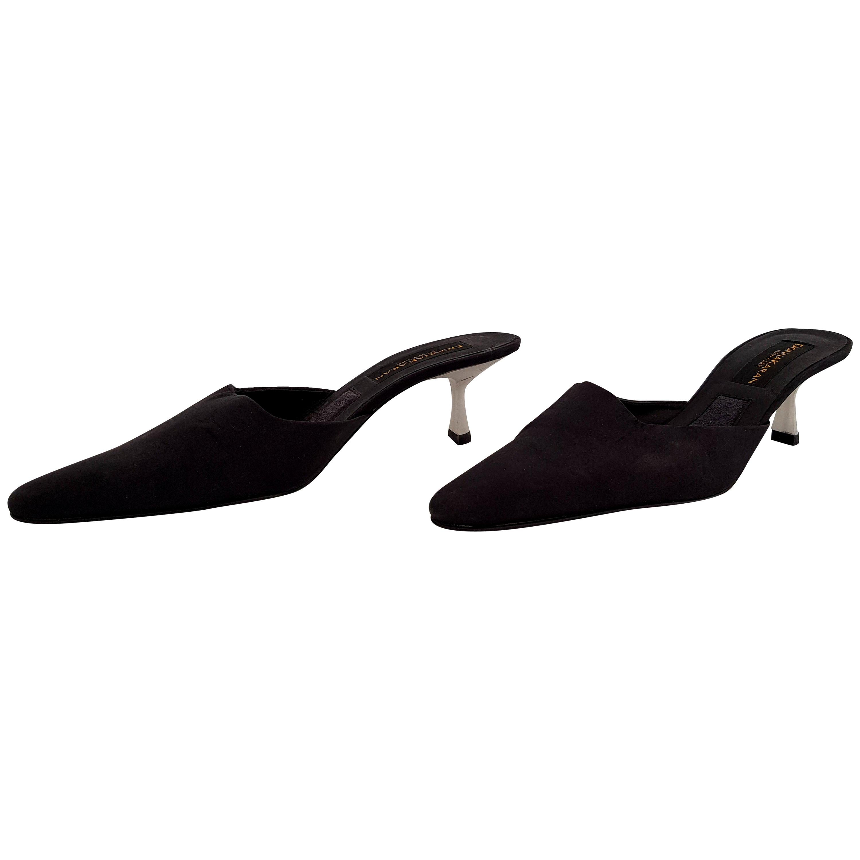 Donna Karan Black Silk Heels. New. Size 9 1/2 (US) For Sale