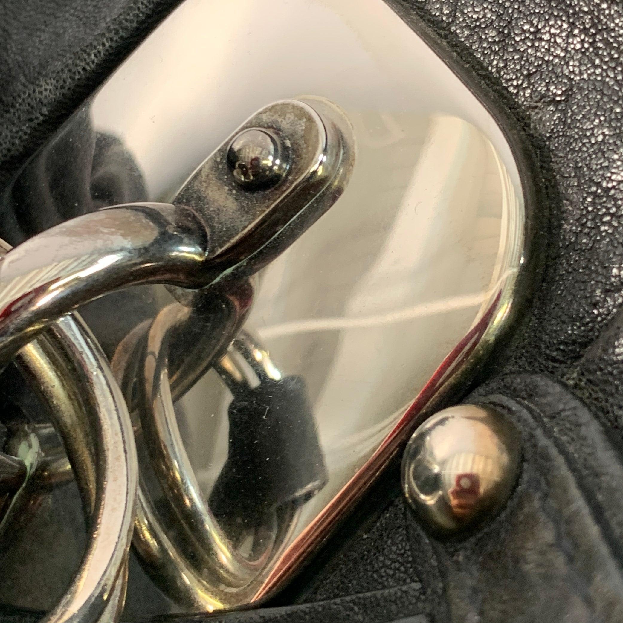 DONNA KARAN Sac à main de médecin en cuir noir et argenté en vente 6