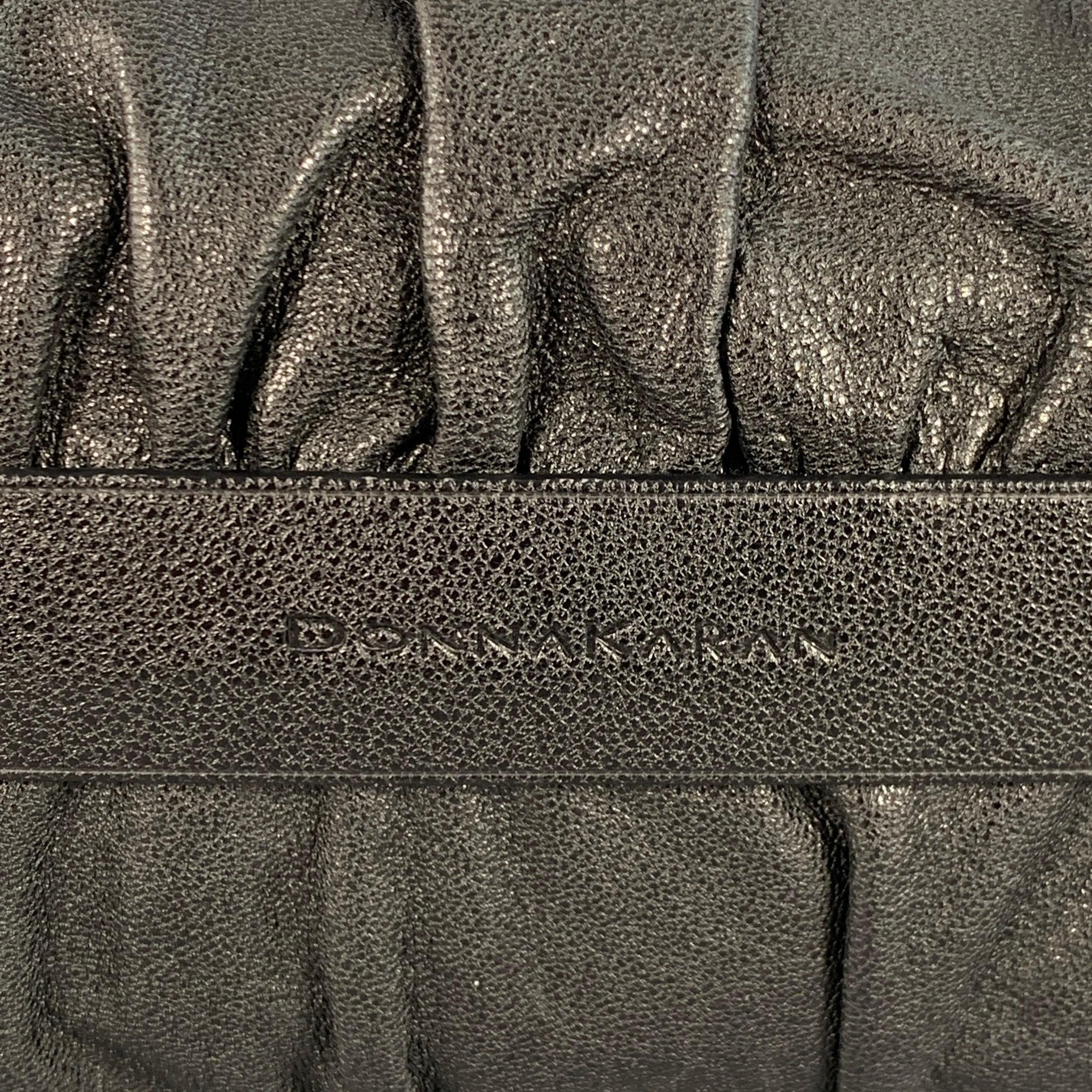 DONNA KARAN Schwarz Silber Leder Umhängetasche Damen im Angebot
