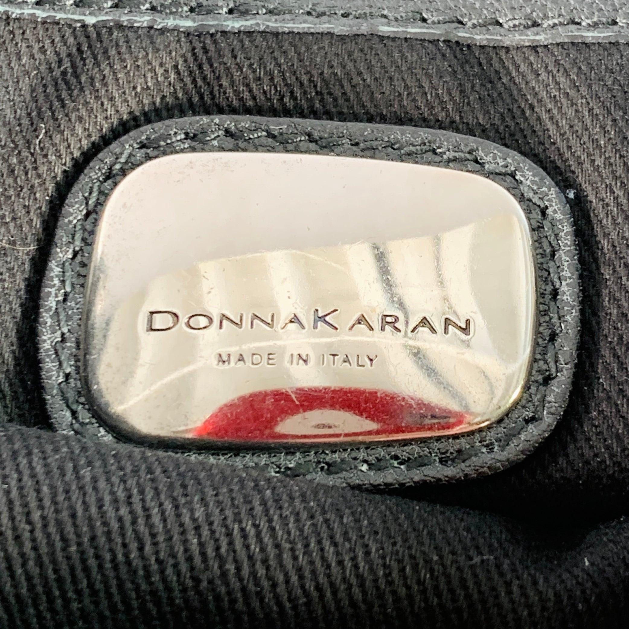 DONNA KARAN Schwarz Silber Leder Umhängetasche im Angebot 3