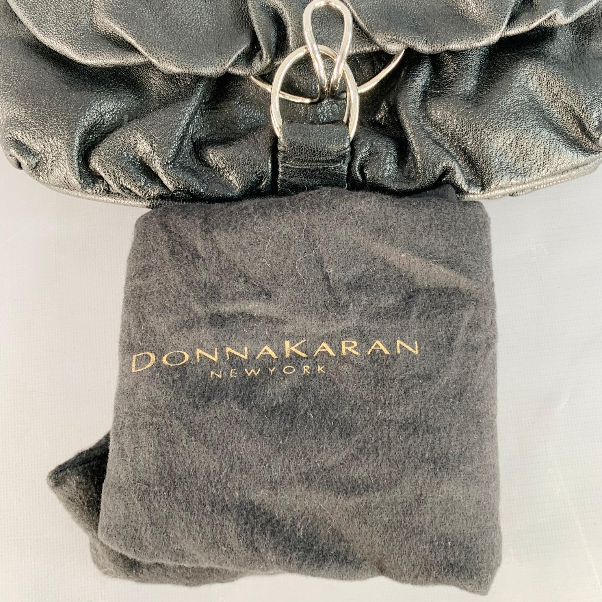 DONNA KARAN Schwarz Silber Leder Umhängetasche im Angebot 5