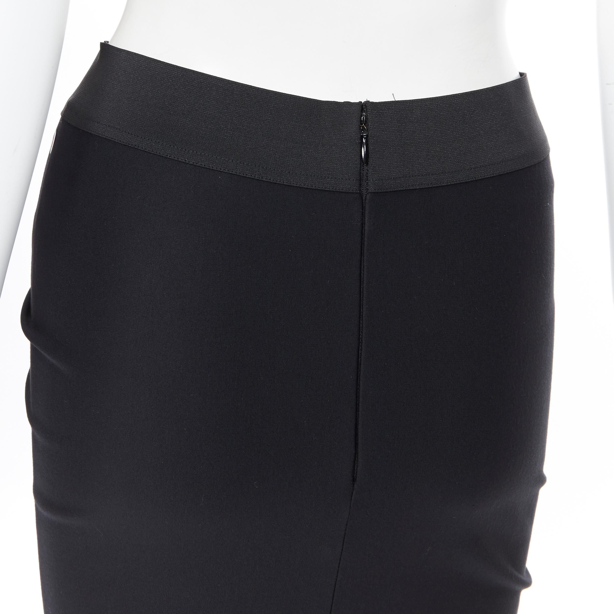 DONNA KARAN black viscose blend elastic waist ruched ruffle skirt US6 26