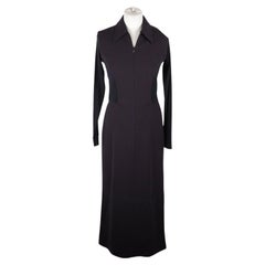 Donna Karan Blue Long Sleeve Zip Front Maxi Dress Size 6