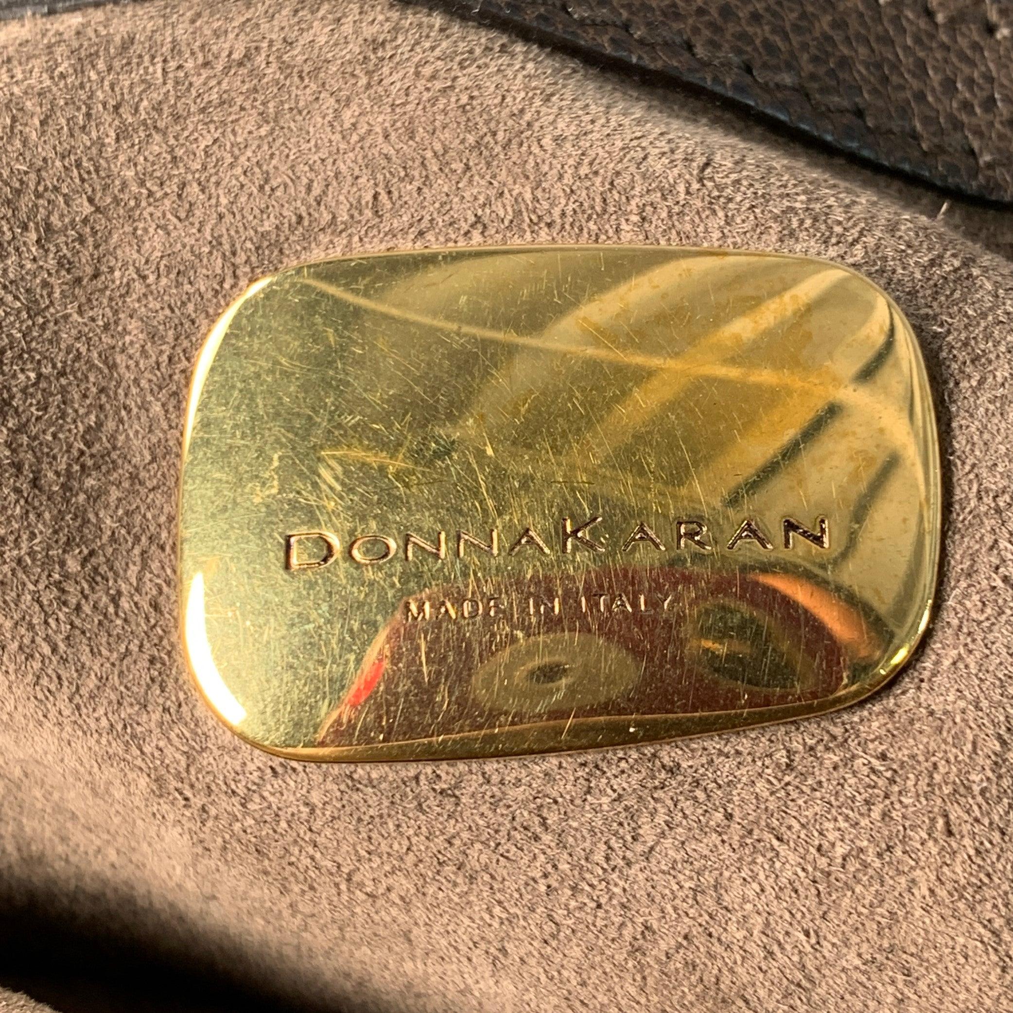 DONNA KARAN Borsa in pelle di capra marrone oro con cerniere a scomparsa in vendita 1