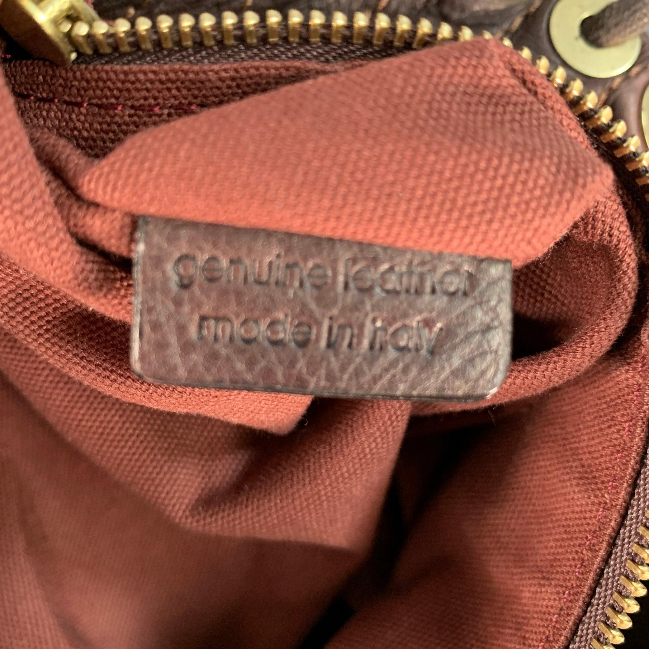 DONNA KARAN Borsa a tracolla in pelle marrone e oro in vendita 2