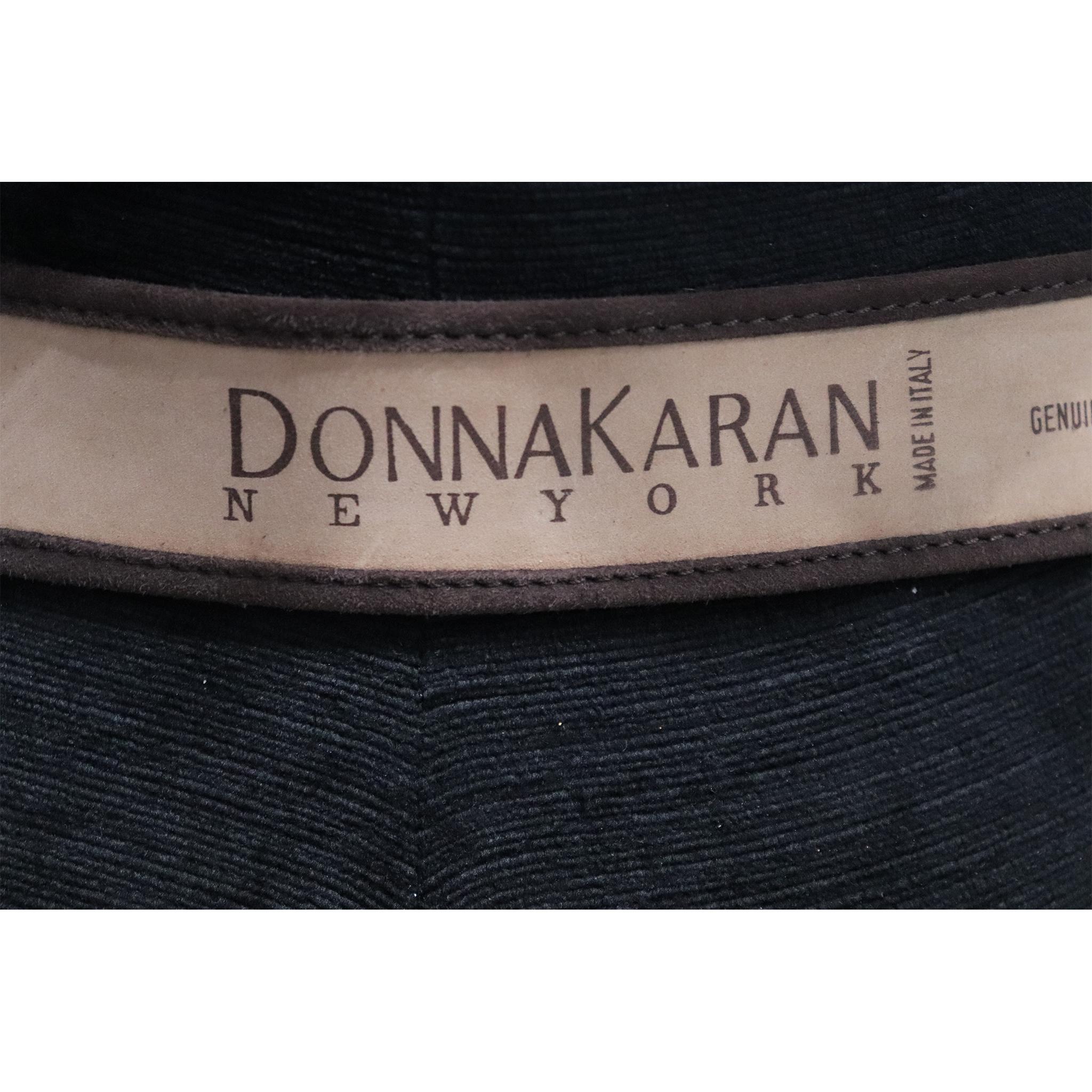 Women's Donna Karan Brown Suede Leather Belt W/ Oval Buckle