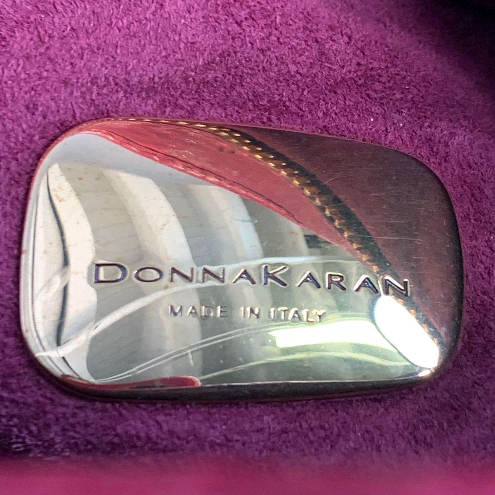 DONNA KARAN Burgundy Gold Leather Shoulder Handbag en vente 2