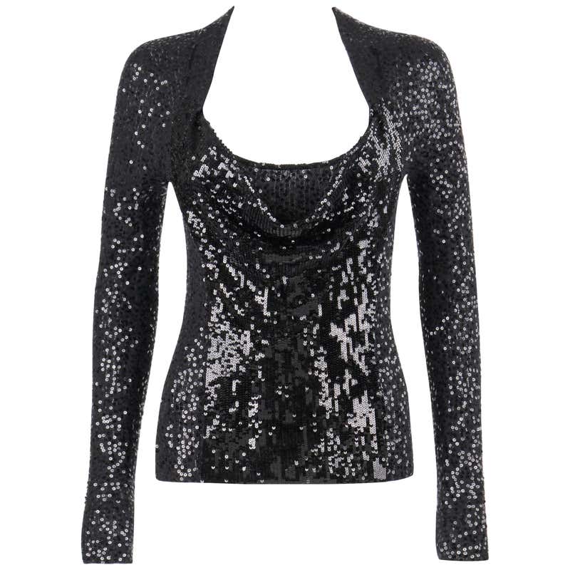 Donna Karan Black Long Sleeved Bodysuit For Sale at 1stDibs