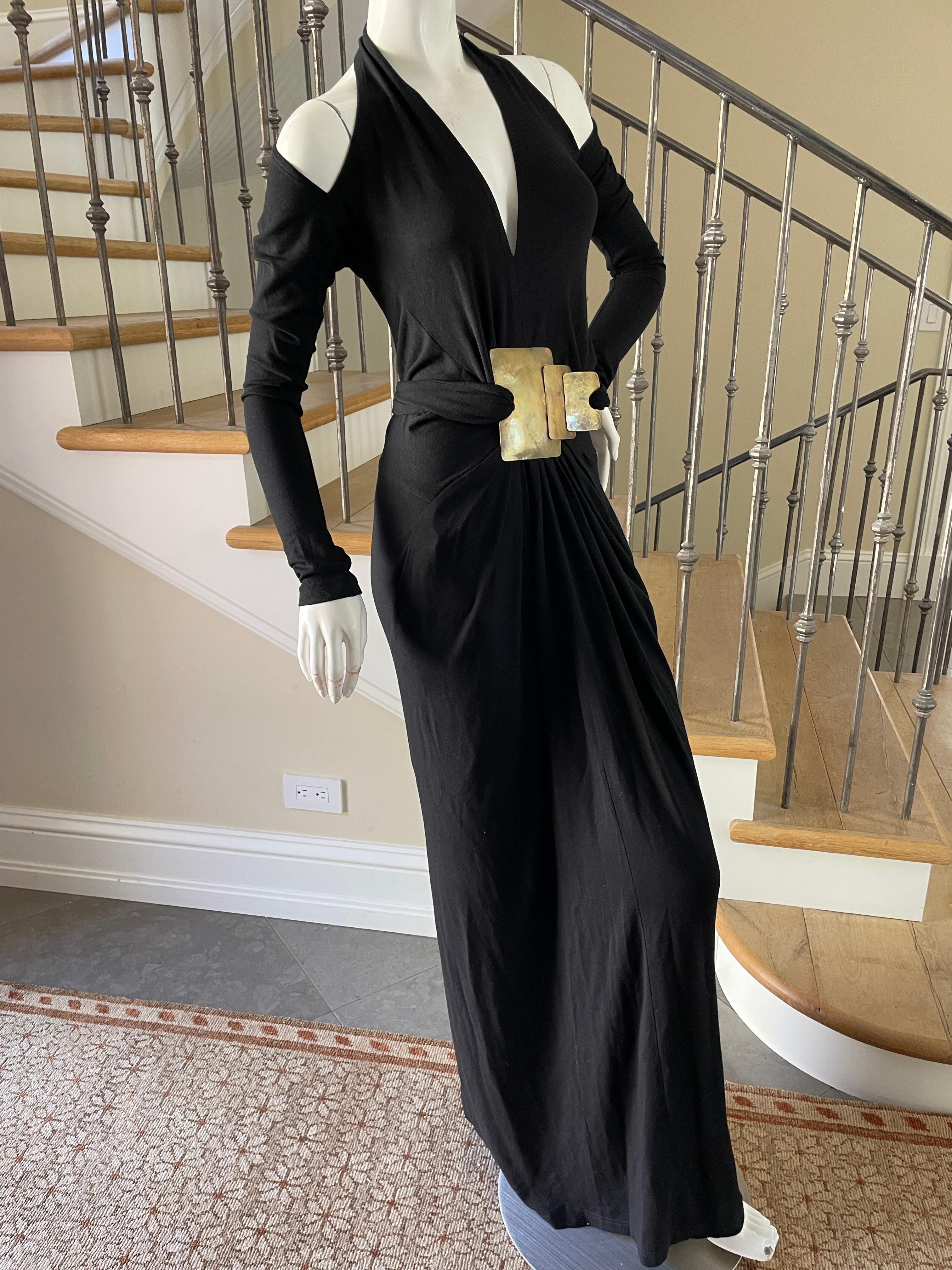 Women's Donna Karan Cold Shoulder Evening Dress with Robert Lee Morris Belt Ornament