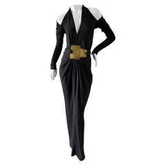 Vintage Donna Karan Cold Shoulder Evening Dress with Robert Lee Morris Belt Ornament
