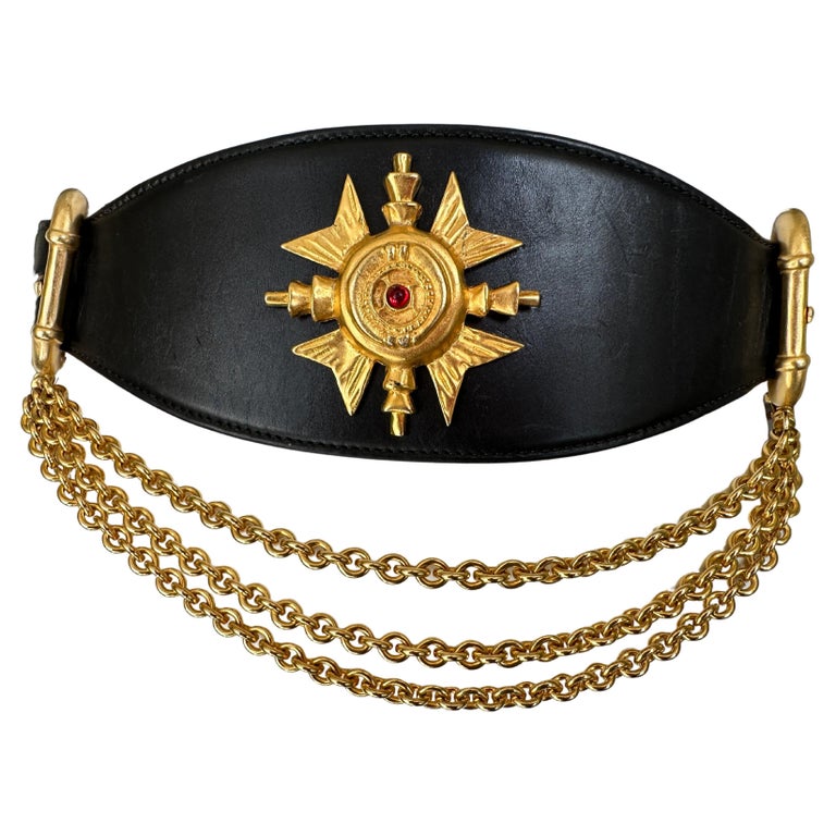 Donna Karan Collectable Vintage Wide Leather Belt w Gold 