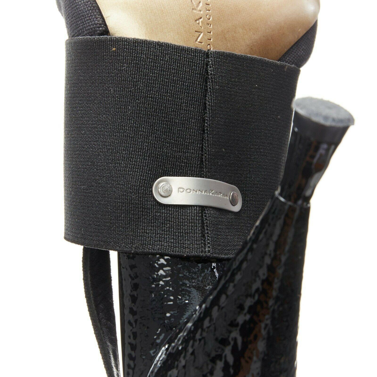 DONNA KARAN Collection black multi nylon spandex slingback sculpt hi-heel sandal 4