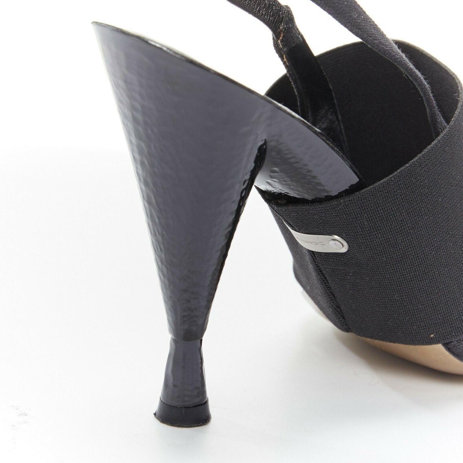DONNA KARAN Collection black multi nylon spandex slingback sculpt hi-heel sandal 1