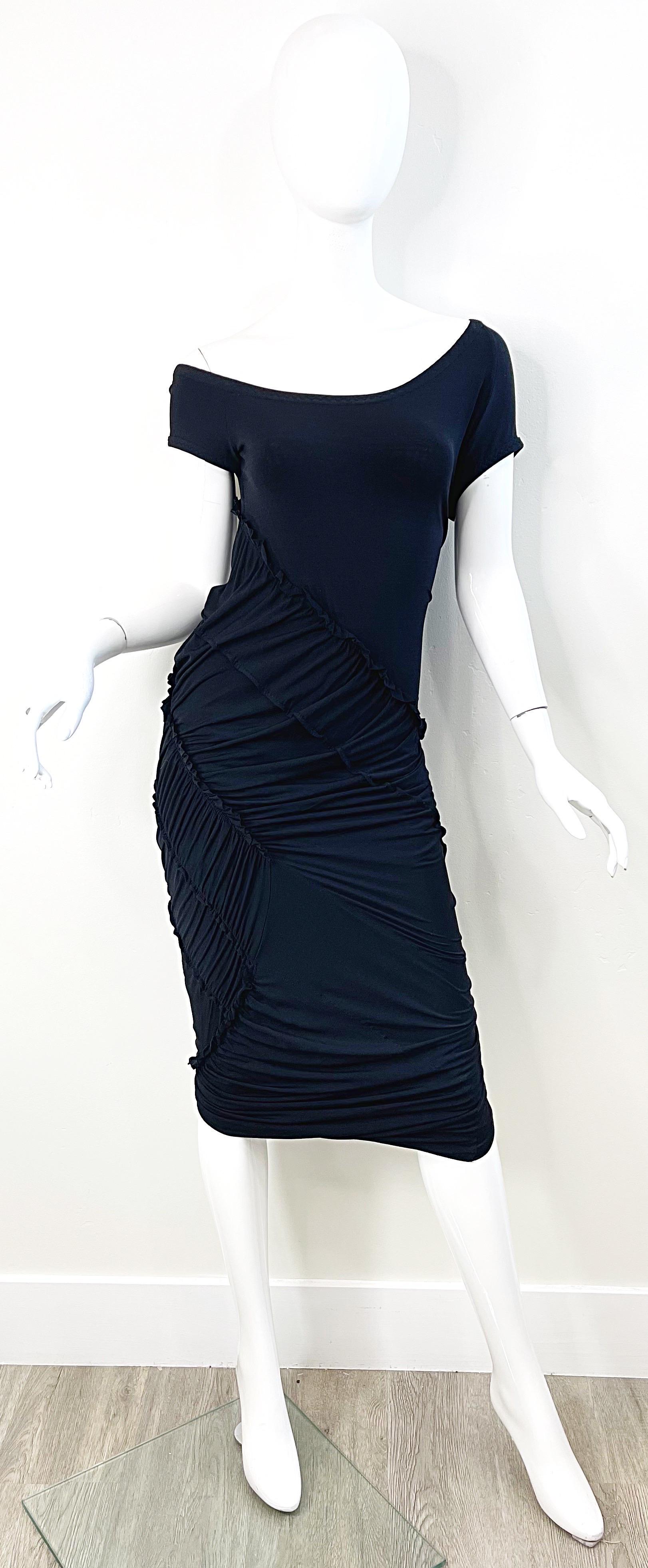 Donna Karan - Robe à épaules dénudées en jersey de soie noir, grande taille, collection des années 2000 en vente 11