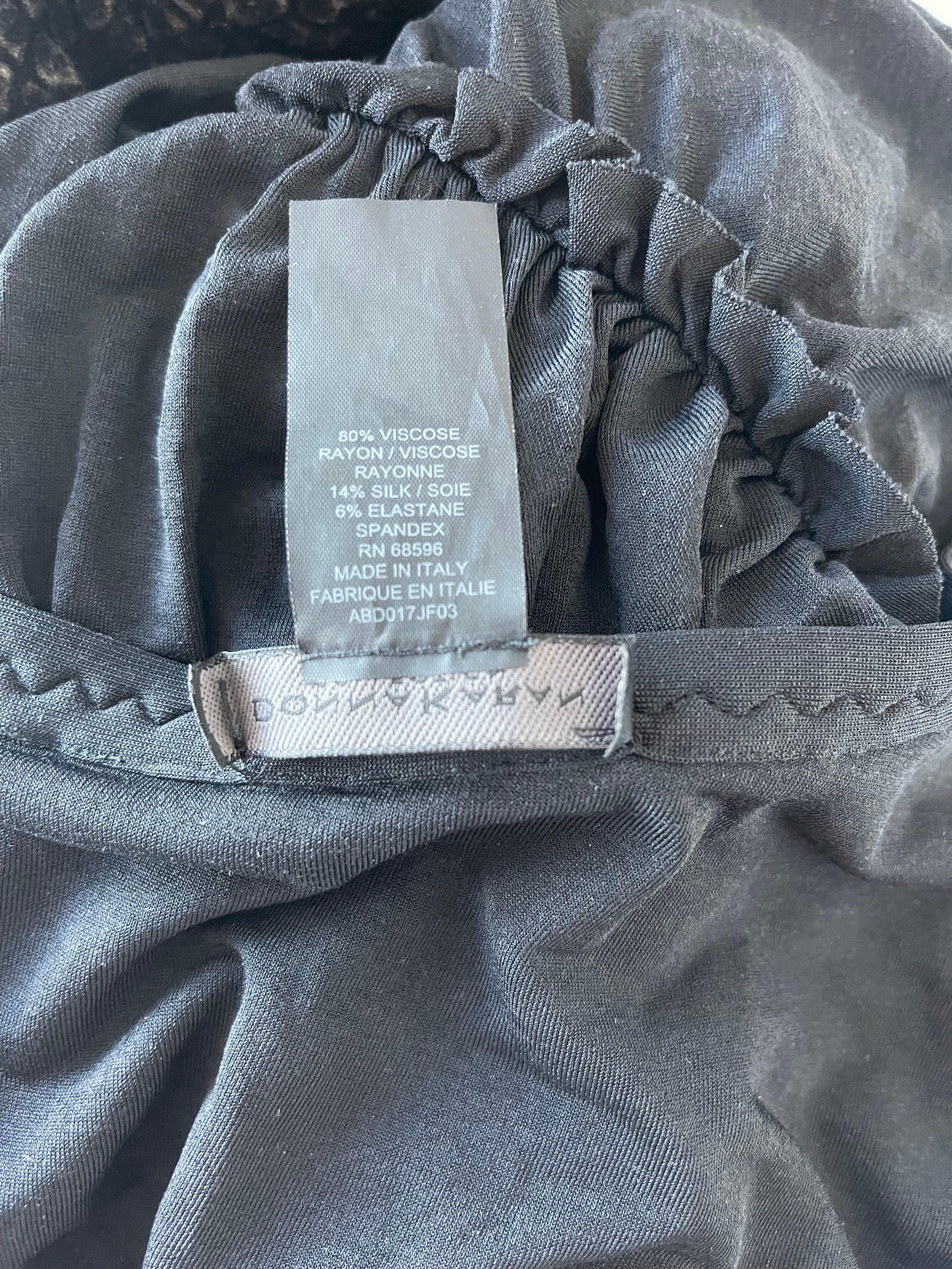 Women's Donna Karan Collection Size Large 2000s Black Silk Jersey Off Shoulder Dress For Sale