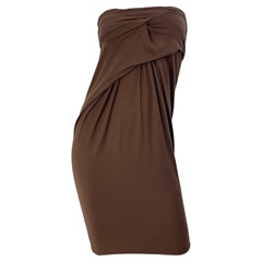 Donna Karan Colletion Y2K Vestido Vintage Marrón Chocolate Sin Tirantes Rayón Spandex
