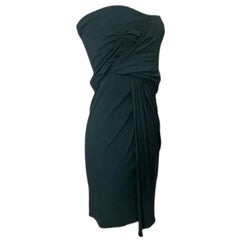 DONNA KARAN Dark Forest Green Stretch Strapless Dress Sz P NWT