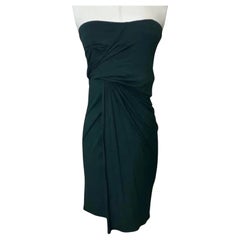 DONNA KARAN Dark Forest Green Stretch Strapless Dress Sz P NWT
