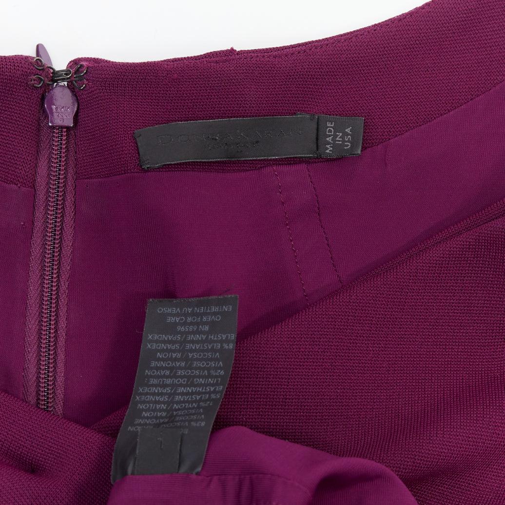DONNA KARAN dark purple asymmetric drape cowl neck sheath dress L For Sale 3