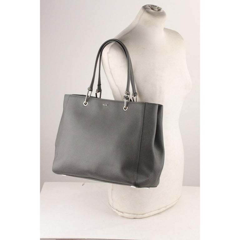 Donna Karan DKNY Gray Saffiano Leather Tote Bag For Sale at 1stDibs ...