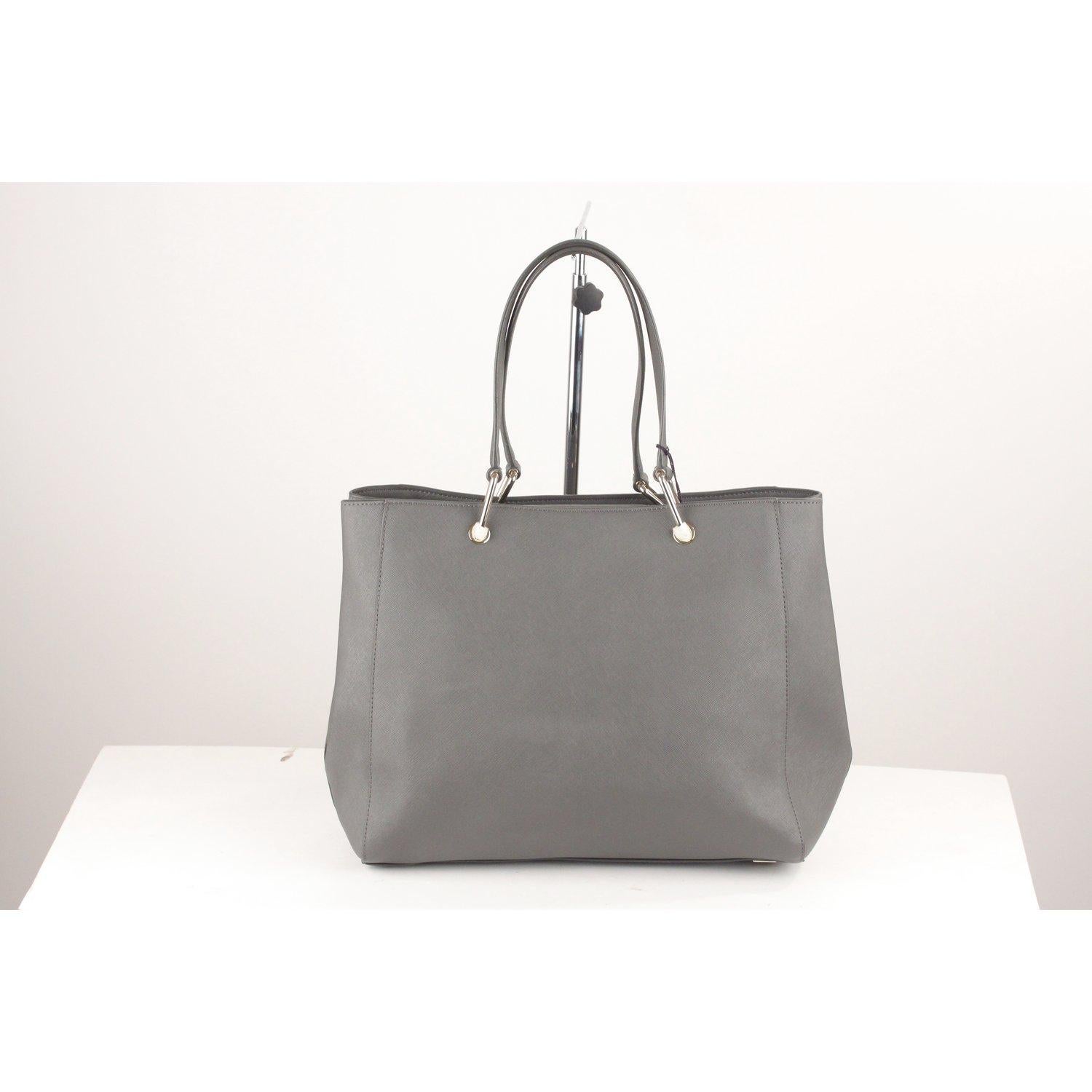 gray leather tote