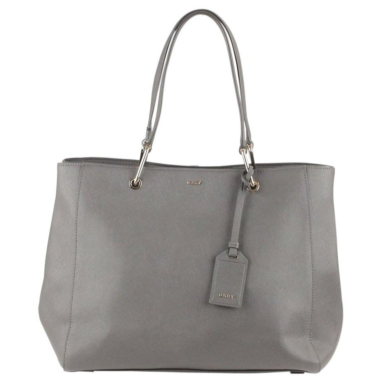 Donna Karan DKNY Gray Saffiano Leather Tote Bag For Sale at