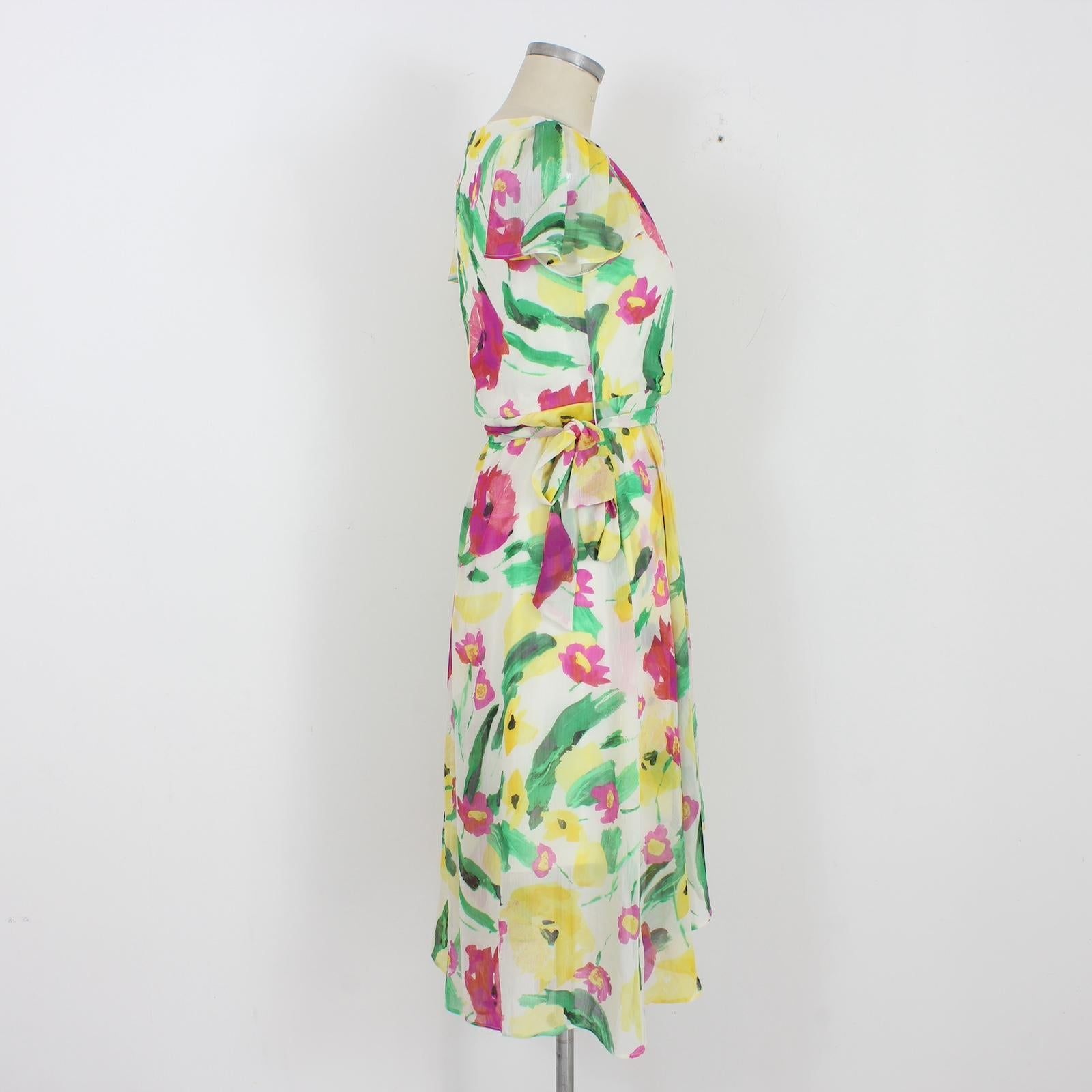 Women's Donna Karan Dkny White Floral Cocktail Aline Dress 2000s