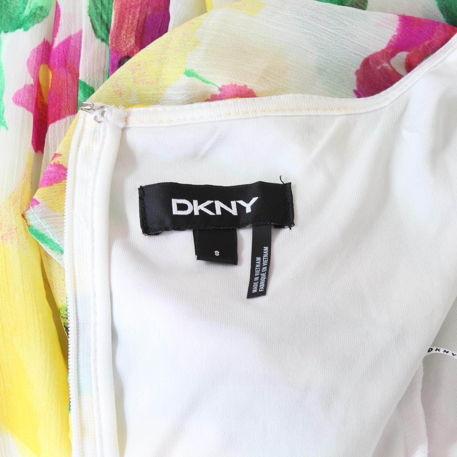 Donna Karan Dkny White Floral Cocktail Aline Dress 2000s 2