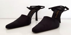 Donna Karan Double Heel Lace - Black Silk - High heel - Size: B10 (US)