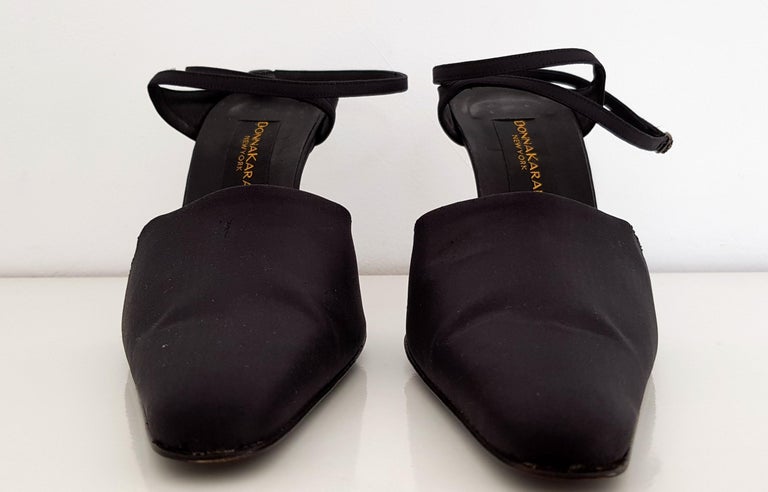 Donna Karan Double Heel Lace - Black Silk - High heel - Size: B10 (US ...