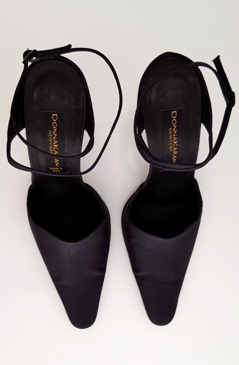 Donna Karan Double Heel Lace - Black Silk - High heel - Size: B10 (US ...